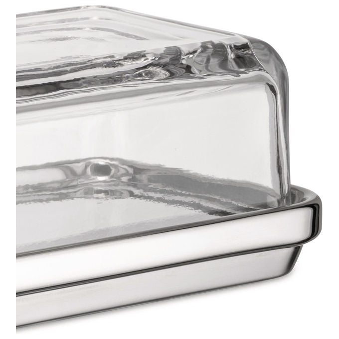 Alessi ES03 Burriera in Acciaio Inossidabile 18-10 con Coperchio in Vetro colore Trasparente