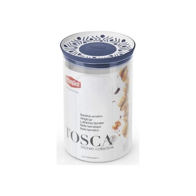 Stefanplast Contenitore Ermetico Tosca Tondo 1,2 Litri Bianco-Blu