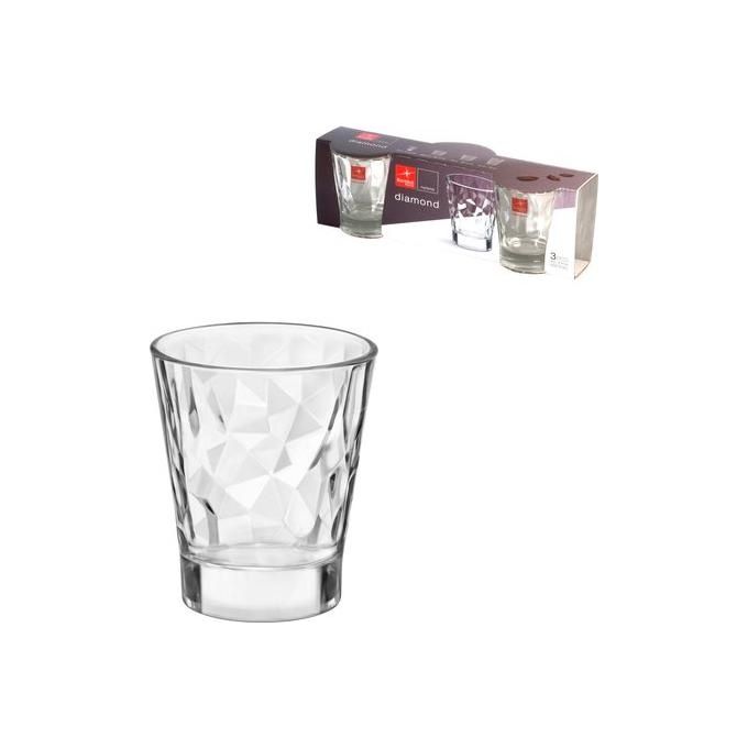 Bormioli Rocco Set 3 Bicchieri Liquore Trasparente Diamond 8cl