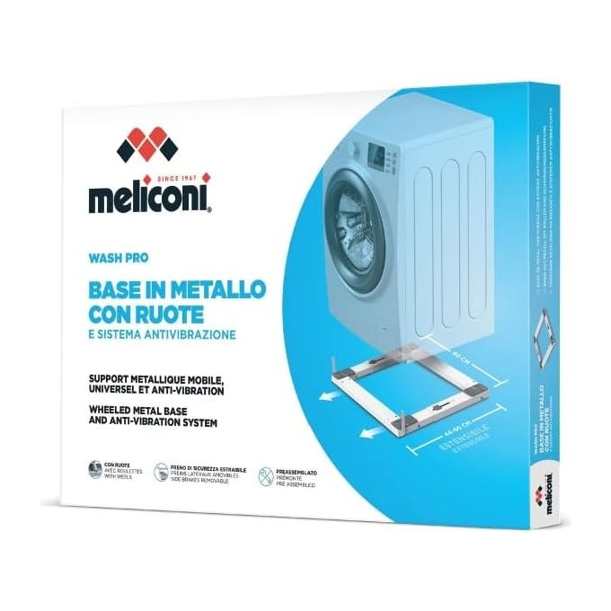 Meliconi Base Wash Pro Base in Metallo Antivibrazione Regolabile per Elettrodomestici