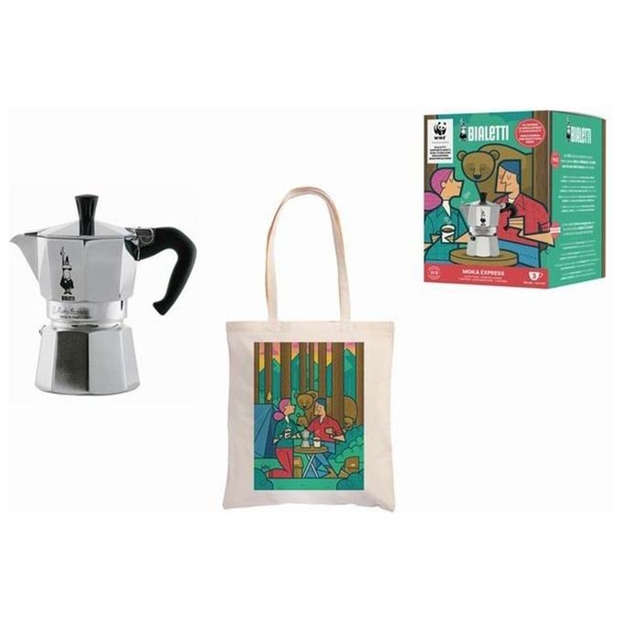 Bialetti Caffettiera Moka 3 Tazze Con Shopper WWF