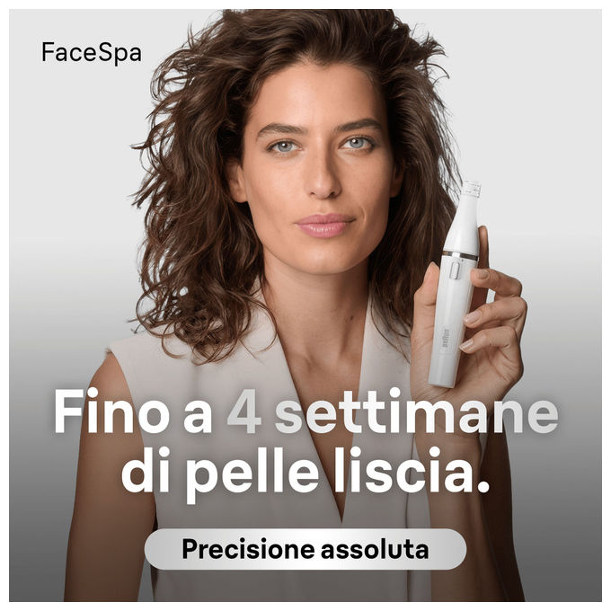 Braun 8006530193658 FaceSpa Epilatore e Spazzola per Pulizia 100% Impermeabile con Accessori per Viso Bianco Argento
