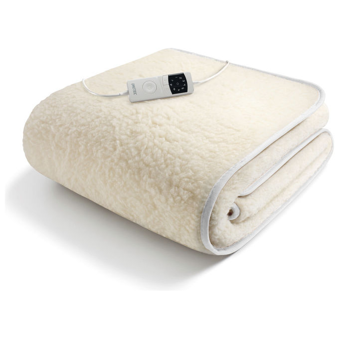 Imetec 26203 Scaldasonno Adapto Plus 100% Lana e Merino Singolo 80x150 cm 150 W 6 Temperature Autospegnimento 1 3 9 Ore Sistema Sicurezza ElectroBlock colore Naturale