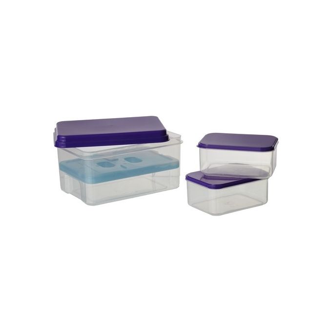 Set Lunch Box Rettangolare 4 Pezzi Bicolor in Plastica