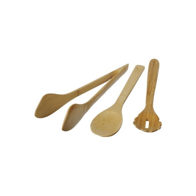 Set 3 Pezzi Utensili Cucchiai-Pinza-Servispaghetti  in Bamboo