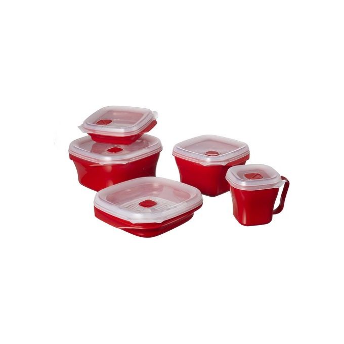 Set 5 Contenitori Micro and Freezer Rosso