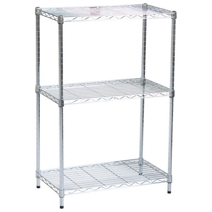 Scaffale con 3 Ripiani in Metalllo Cromato 60x35cm-H90,5cm