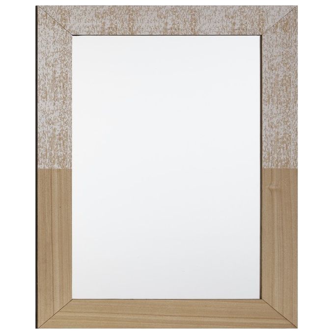 Specchio Rettangolare da Parete Nature con Cornice in Legno 60X90 cm Bianco e Naturale