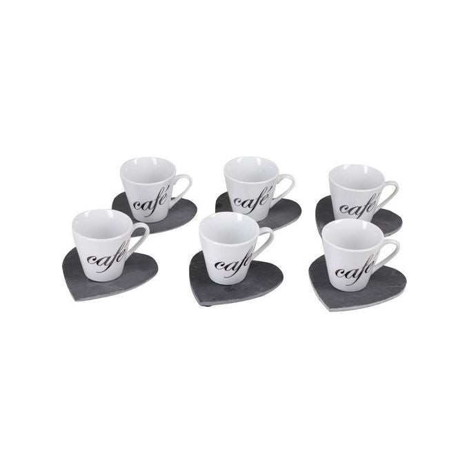 Confezione 6 Tazzine da Caffe' con Piattino in Porcellana