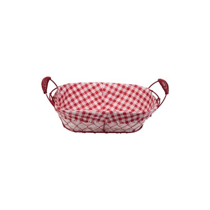Cestino in Filo con Interno in Tessuto e Rivestimento in Carta Rosso-Bianco