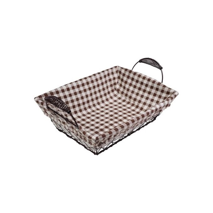 Cestino in Filo con Interno in Tessuto e Rivestimento in Carta 24X24 cm Marrone
