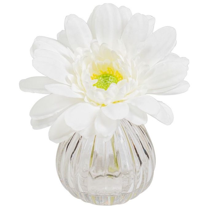 Gerbera in Vaso di Vetro 13X11 cm Bianco