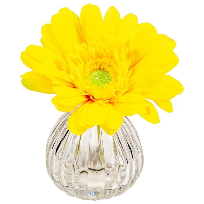Gerbera in Vaso di Vetro 13X11 cm Giallo