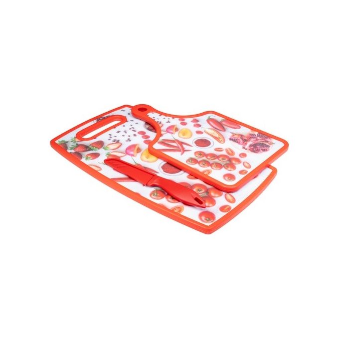 Set 3 Pezzi 2 Taglieri con Coltello Decorazione Spices
