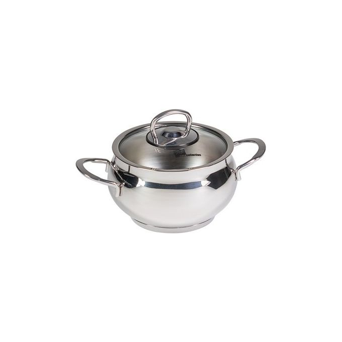Casseruola 2 Manici 14 cm Acciaio Inox con Coperchio