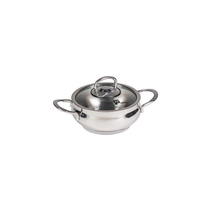 Tegame 2 Manici 14 cm Acciaio Inox con Coperchio