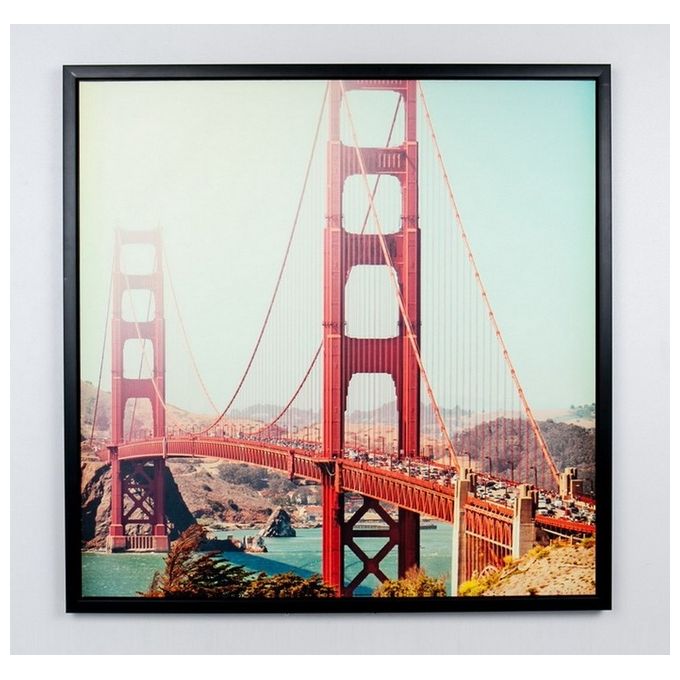 Stampa su Tela con Cornice Nera Red Bridge 80X80 cm