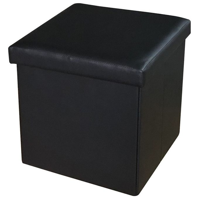 Pouf Contenitore Monocolore in Pvc 35x35cm-H34,5cm Nero