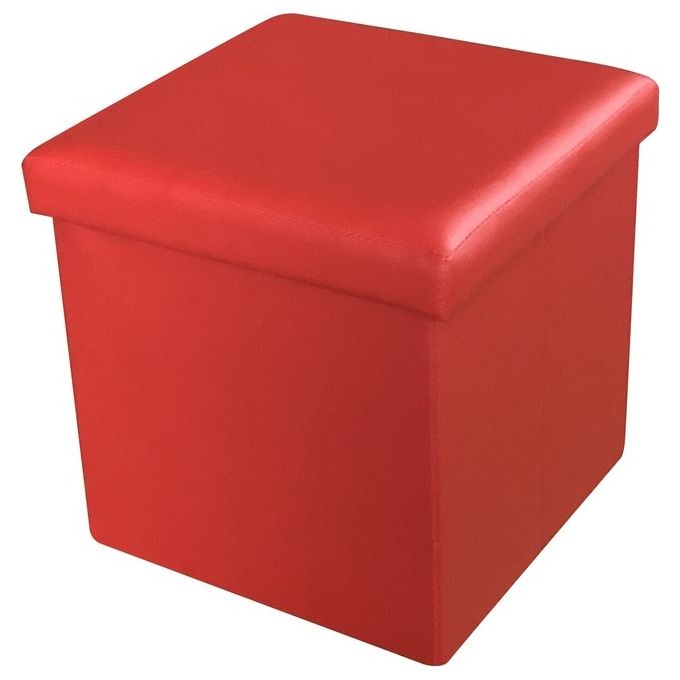Pouf Contenitore Monocolore in Pvc 35x35cm-H34,5cm Rosso