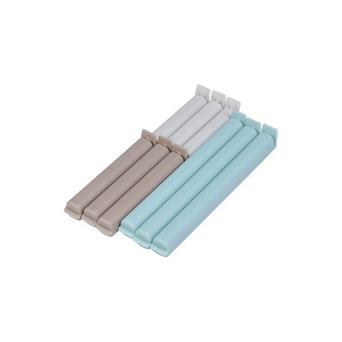 Set 9 Clip Chiudi Sacchetti in 3 Misure Grigio-Azzurro-Bianco