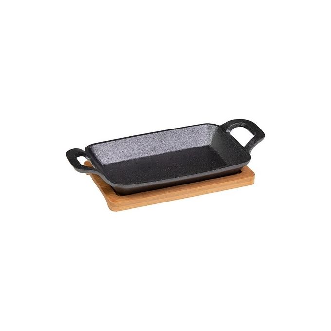 Tapas Set Casseruola Rettangolare con 2 Manici Supporto in Bamboo