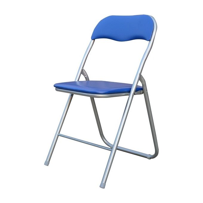 Sedia Pieghevole Monocolore Con Seduta In Pvc Blu E Gambe In Metallo Silver 44x45cm-H79cm