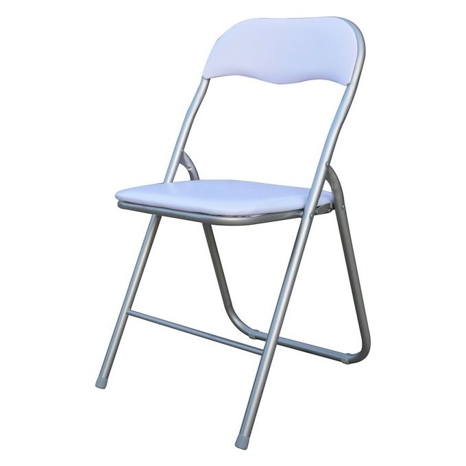 Sedia Pieghevole Monocolore Con Seduta In Pvc Bianco E Gambe In Metallo Silver 44x45cm-H79cm