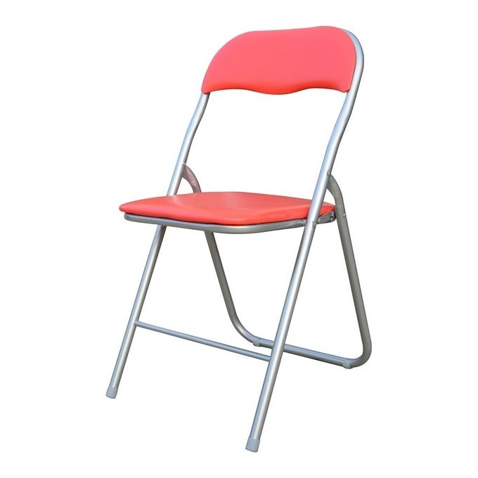 Sedia Pieghevole Monocolore Con Seduta In Pvc Rosso E Gambe In Metallo Silver 44x45cm-H79cm