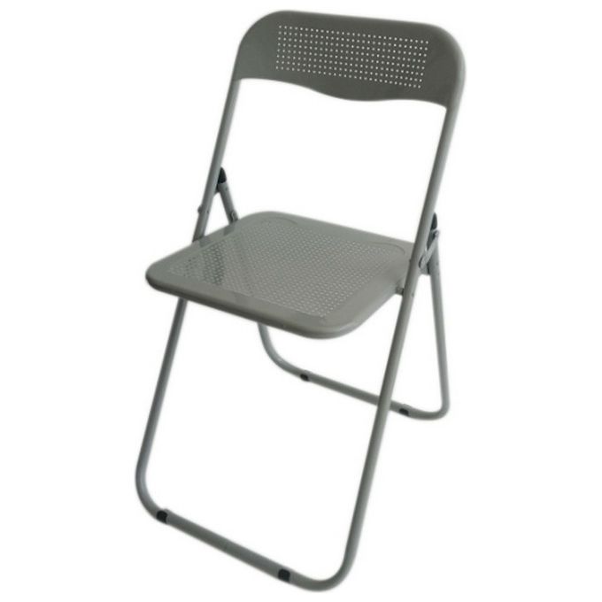 Sedia Pieghevole Monocolore Gambe In Metallo Grigio 44x45cm-H79cm Grigio