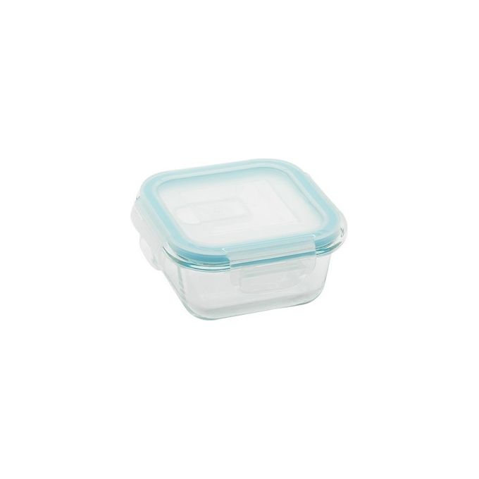 Contenitore Quadrato  con Coperchio e Sfiato in Vetro 320 Ml