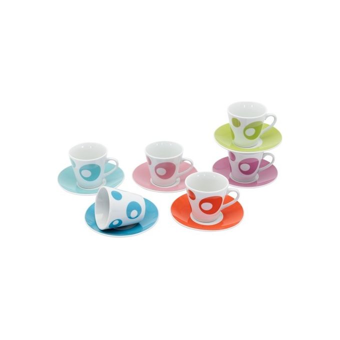 Confezione 6 Tazzine da Caffe' con Piattino Seventies