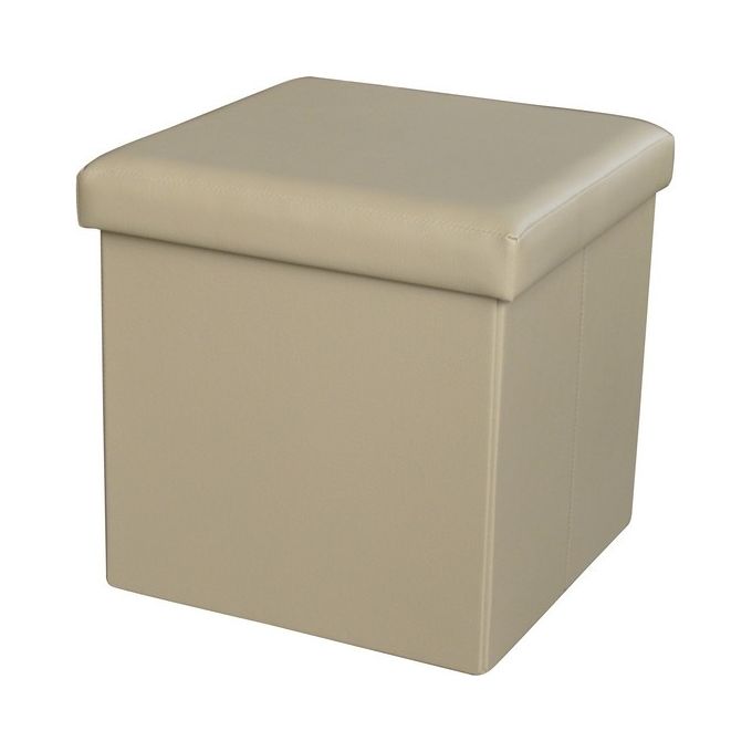 Pouf Contenitore Monocolore in Pvc 35x35cm-H34,5cm Beige