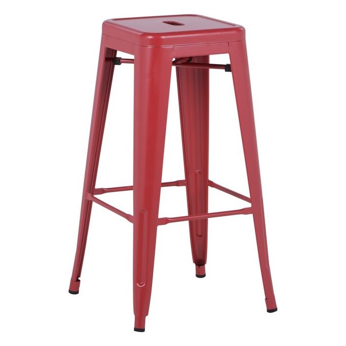 Sgabello da Bar Victoria in Metallo 42x42cm-H76cm Rosso
