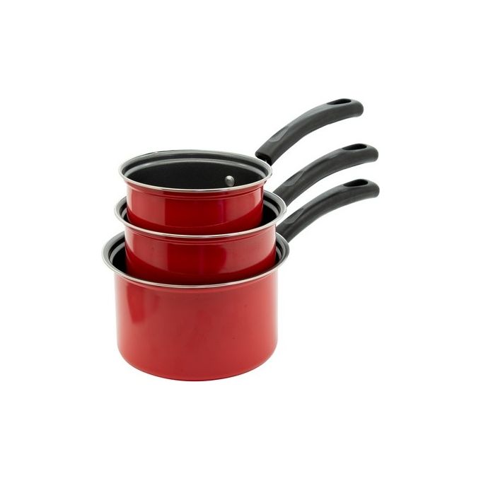 Set Casseruole 3 Pezzi 1 Manico Cm16-18-20 Rosso