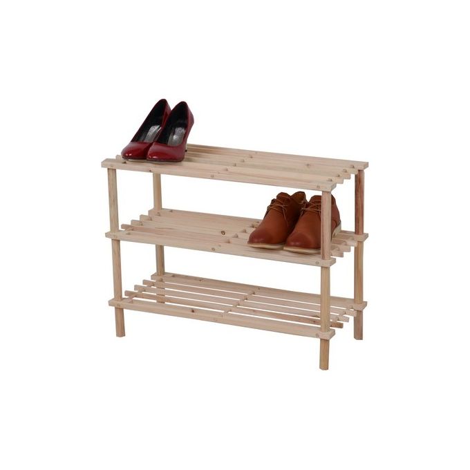 Scarpiera Joy con 3 Ripiani in Legno 63x26cm-H48,5cm Naturale
