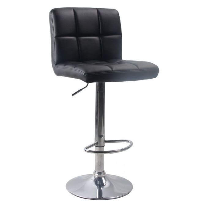 Sgabello da Bar Houston con Seduta in Similpelle e Struttura in Metallo 45x45cm-H105cm Nero