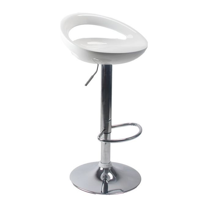 Sgabello da Bar Seattle in Abs e Metallo 46x42cm-H95cm Bianco Lucido