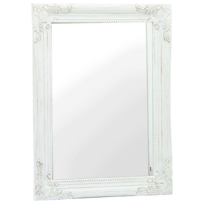 Specchio Decorativo da Parete Quadrato Baroque con Cornice in Polipropilene 55X40 cm Bianco