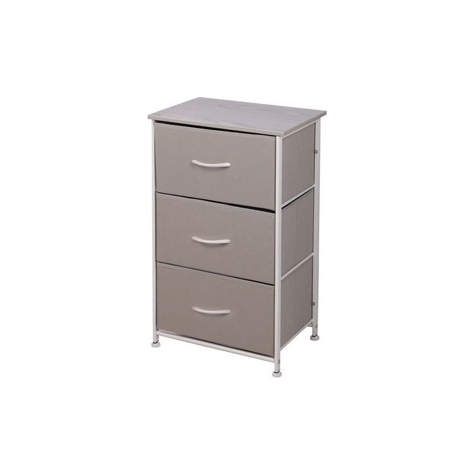 Cassettiera Perth con 3 Cassetti con Struttura in Mdf e Cassetti in Tnt 45x30cm-H70cm Grigio-Bianco