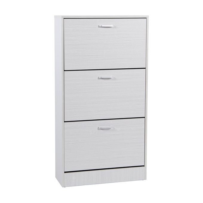 Scarpiera con 3 Ante in Legno Truciolato 63x24cm-H120cm Bianco Legno