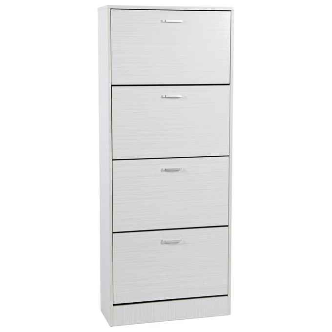 Scarpiera con 4 Ante in Legno Truciolato 63x24cm-H155cm Bianco Legno
