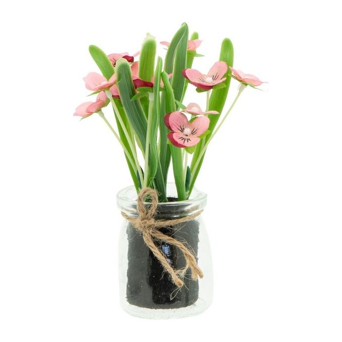 Mini Fiori in Vaso di Vetro 5,5X16 cm Colori Assortiti