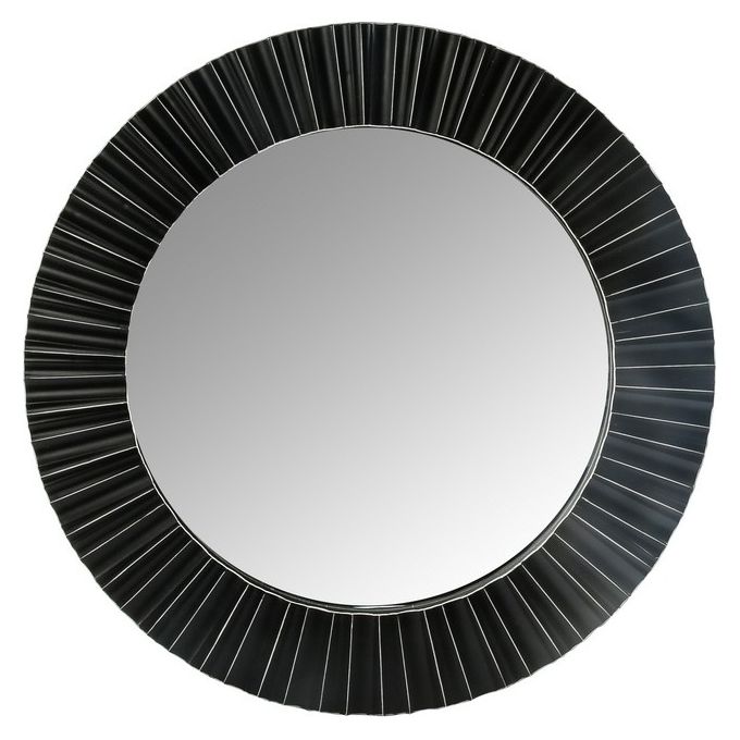 Specchio Decorativo da Parete Tondo Vera con Cornice in Plastica Diametro 50 cm Nero