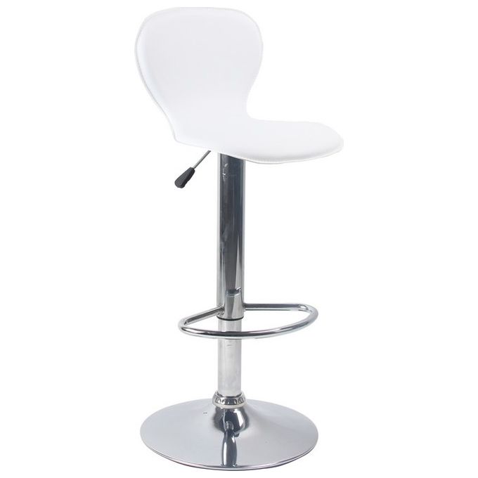 Sgabello da Bar Orlando Seduta Pvc Struttura in Metallo 40x46cm-H86cm Bianco