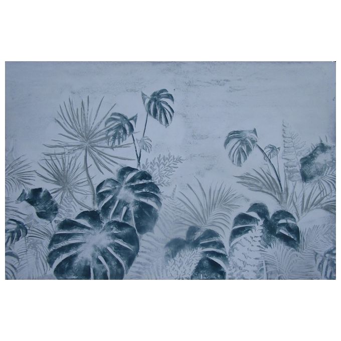 Canvas Dipinto a Mano Tropical Blue 80X120 cm Multicolor