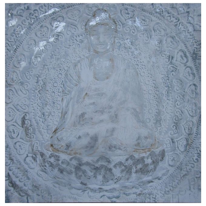 Canvas Dipinto a Mano Buddha 80X80 cm Multicolor