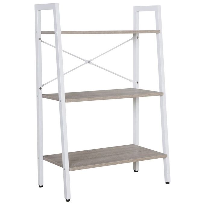 Libreria Lilas 3 Scaffali in Legno Truciolato 64x34cm-H97cm Bianco-Naturale