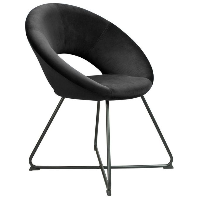 Poltroncina Austin in Velluto 71,5x58,5cm-H86cm Nero con Base Nera