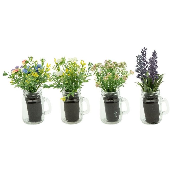 Mini Fiori in Vaso di Vetro a Forma di Boccale Colori Assortiti