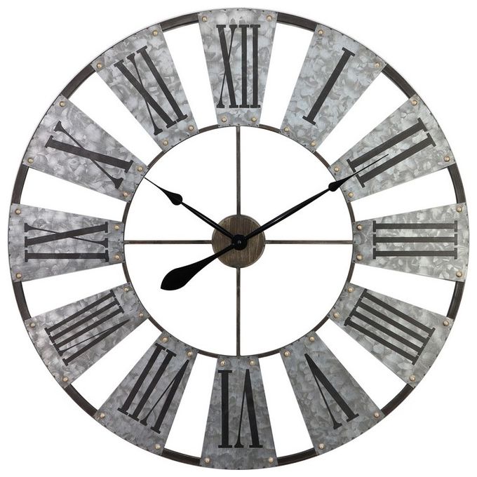 Orologio da Parete Chicago in Metallo con Numeri su Placche Diametro 80 cm Nero e Silver